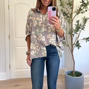 Eesome Floral Blouse - Cream and Gray